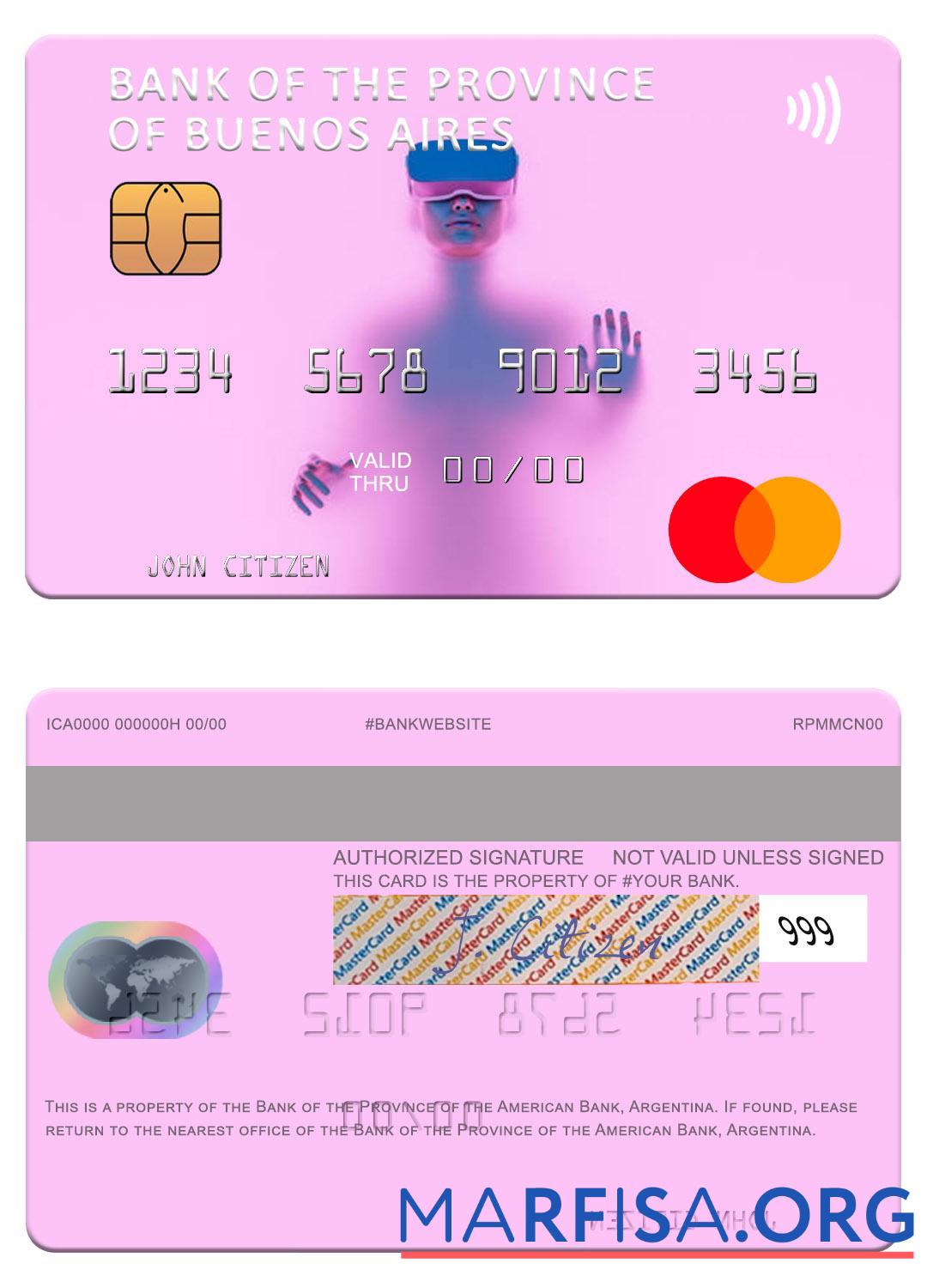 Downloadable Argentina Bank of the Province of Buenos Aires mastercard sample